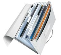 Leitz - Classeur Ménager, Trieur à Soufflets 6 Compartiments, 250 Feuilles A4, Fermeture Élastique, Rangement Documents Bureau École Maison, Plastique Souple, Blanc WOW, 45890001