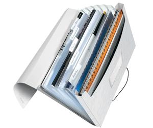 Leitz - Classeur Ménager, Trieur à Soufflets 6 Compartiments, 250 Feuilles A4, Fermeture Élastique, Rangement Documents Bureau École Maison, Plastique Souple, Blanc WOW, 45890001
