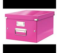 Leitz Click & Store Boîte de Rangement A4 Rose 281x200mm Carton 16.7L, Poignées Métal, Structure Pliable, Référence 60440023, Dimensions Intérieures 265x335x188mm