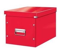 Leitz Boîte de rangement Click & Store Cube L – Carton recyclé à 80% avec couvercle – Rouge