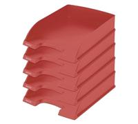 LEITZ - Corbeille à Courrier A4, 100% Recyclable, Compensé en CO2 & Certifié Blue Angel, Gamme Recycle, coloris Rouge, 52275020