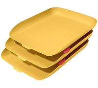 Leitz Corbeille à Courrier A4, Lot de 3, Cosy, Jaune, 53582019