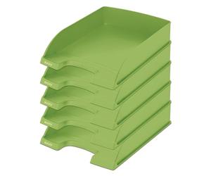 Leitz Corbeille à courrier, A4, lot de 5, corbeilles empilables - résistant | Ce bac A4 empilable range vos documents; fabriqué à partir de plastique recyclé à 90 % issu de déchets post-consommation.