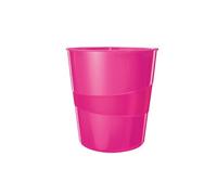 leitz corbeille à papier wow, en plastique, 15 litres, rose noir