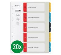Leitz Cosy Series 12400000 Lot de 20 intercalaires inscriptibles en PC 1-5 robustes Multicolore Format A4