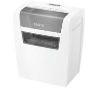 Leitz - Destructeur de documents Coupe Croisée - IQ Home, Jusqu’à 6 feuilles 80 g/m², Corbeille 15L, Blanc, Fonctionnement Silencieux, 80340000