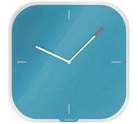 Leitz - Horloge Murale en Verre, Design Moderne, Quartz Silencieux Sans Tic-Tac, Surface Effaçable pour Notes, Verre Trempé Résistant aux Rayures, Bleu Cosy, 90170061