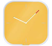 Leitz Horloge murale et de table 90170019 – Quartz silencieux, carré, verre de sécurité, jaune cosy