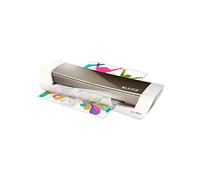 Leitz iLAM Home Office - Plastifieuse A4 pour la Maison, Préchauffage Rapide en 3Minutes, Pochettes de 75-125 Microns, Lot de Pochettes pour Plastifieuse A4 Inclus, Coloris Gris, 73680089