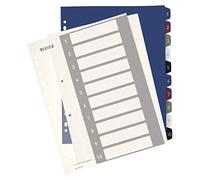 Leitz Intercalaires 1237 Style A4 1-10 - Polypropylène Multicolore, 10 onglets, imprimable