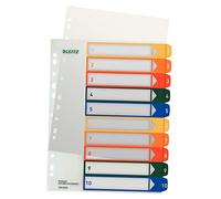 Leitz Intercalaires 1-10, Imprimable sur PC, A4, Plastique Ultra-Résistant, Extra-Large, Blanc/Multicolore, 12930000