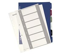Leitz Intercalaires 1-6, A4, Imprimable sur PC, Plastique Ultra-Résistant, Extra-Large, Blanc/Multicolore, WOW, 12360000