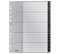 Leitz Intercalaires, 20 Onglets A-Z, A4, Extra-Large, Plastique 90% Recy ologique, Qualité Premium, Recycle, Gris, 12070000