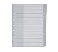 Leitz Intercalaires A4 10 Touches Vierges, Système d'Onglets Interchangeables, Gris, Plastique Ultra-Résistant, 43700000