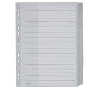 Leitz Intercalaires A4 15 Touches Vierges, Système d'Onglets Interchangeables, Gris, Plastique Ultra-Résistant, 12760000