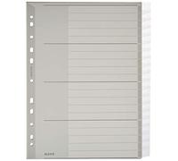 Leitz Intercalaires A4 20 Touches Vierges, Système d'Onglets Interchangeables, Gris, Plastique Ultra-Résistant, 12780000