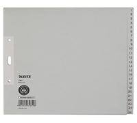 Leitz Intercalaires A4 avec Onglets 1-25, Mi-Hauteur, Extra-Large, Papier 100% Recyclé, Certifié Ange Bleu, Gris, 13810085