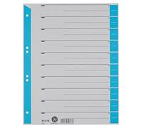 Leitz Intercalaires A4, Lot de 25, Extra-Large, Gris avec Bande Perforée et Onglets Bleus, 100% Recyclé, Onglets Prédécoupés, 16523030