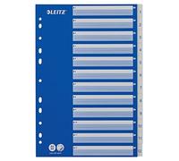 Leitz Intercalaires A4 Touches 1-12, Bleu & Blanc, Onglets Renforcés en Plastique Résistant avec Table des Matières, 12516001