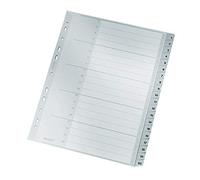 Leitz Intercalaires A4 Touches 1-20, Extra-Large, Gris, Onglets Renforcés en Plastique Résistant avec Table des Matières, 12840000
