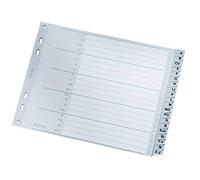 Leitz Intercalaires A4 Touches A-Z, Mi-Hauteur, Extra-Large, Gris, Onglets Renforcés en Plastique Résistant avec Table des Matières, 12620000
