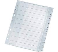Leitz Intercalaires format A5 numérotés 1-10, plastique gris, onglets renforcés