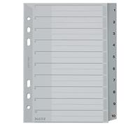 Leitz Intercalaires A5 Touches 1-10, Gris, Onglets Renforcés en Plastique Résistant avec Table des Matières, 12850000