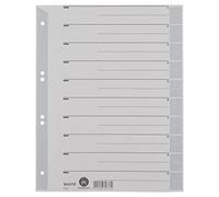 LEITZ - intercalaires, format A4 extra large, en carton solide230g/m2, gris, les onglets vierges des