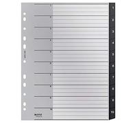 Leitz Intercalaires 12080000 – A4 onglets 1–10 extra-large, plastique 90% recyclable, noir