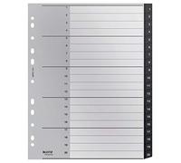 Leitz Intercalaires, Onglets 1-20, A4, Extra-Large, Plastique 90% Recy ologique, Qualité Premium, Recycle, Noir, 12110000