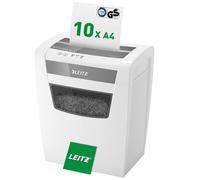 Leitz IQ 80090000 - Destructeur de documents Coupe Croisée - Home Office - Jusqu'à 12-10 feuilles (70-80 grs) - Sécurité P4 - Corbeille 23L, Blanc