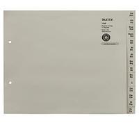 Leitz Jeu d'Intercalaires Répertoire A-Z, Utilisation avec 6 Classeurs, Mi-Hauteur, Extra-Large, Papier 100% Recyclé, Certifié Ange Bleu, Gris, 13060085