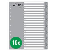 Leitz Lot de 10 intercalaires numérotés de 1 à 20 pour dossiers en polypropylène extra large 11 trous pour dossiers et classeurs à anneaux Gris 12720085