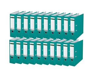 Leitz Lot de 20 classeurs de qualité en plastique 180° - Format A4 - Turquoise - Dos 8,2 cm - Couverture en polypropylène laminé - 10105052
