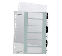 Leitz Lot de 20 feuilles de couverture inscriptibles sur PC et 6 intercalaires avec chiffres imprimés de 1 à 6, extra larges, blanc/noir, en polypropylène, WOW, 12140000