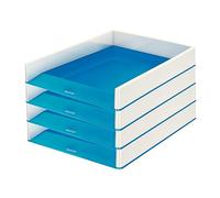 Corbeille à courrier Wow Duo Colour A4 polystyrène blanc/bleu métallisé paquet de 4 pièces