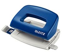 Leitz Mini-Perforatrice Sans Effort, Capacité 10 Feuilles, Bleu, Métal, Réglette de Guidage avec Repères, NeXXt, 50580035
