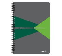 Leitz Office 44581055 Cahier quadrillé à spirales, couverture en carton, ouverture à 360°, 180 pages/90 feuilles de papier certifié FSC (80 g/m²), pour bureau et école, vert, format A5