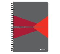 Leitz Office 44991025 Cahier ligné à spirales, couverture en polypropylène, ouverture à 360°, 180 pages/90 feuilles de papier certifié FSC (80 g/m²), pour bureau et école, rouge, format A5