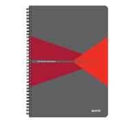 Leitz Office 46471025 Cahier quadrillé A4 avec reliure à spirale et couverture en carton, ouverture à 360°, 180 pages/90 feuilles de papier certifié FSC (80 g/m²), pour bureau et école, rouge