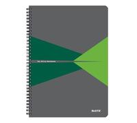 Leitz Office 46471055 Cahier A4 quadrillé à spirales, couverture en carton, ouverture à 360°, 180 pages/90 feuilles, papier certifié FSC (80 g/m²), pour bureau et école, vert