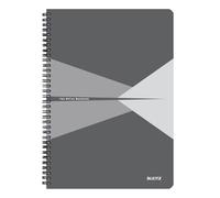 Leitz Office College Pad - Cahier A4 ligné avec reliure spirale, ouverture à 360 degrés, 180 pages / 90 feuilles de papier accrédité FSC 80 g/m², pour bureau et école, gris, 46481085