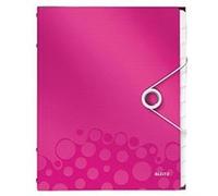 Leitz Trieur A4 WOW – 12 onglets, jusqu'à 200 feuilles, fermeture élastique, rose métallisé
