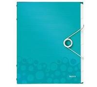 Leitz ordnungsmappe wow, din a4, pp, 6 fcher, eisblau laminierte oberflche, oberflchenstruktur mit 3d-prgung, 3 schutzklappe G