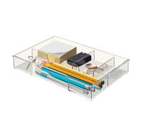 Leitz Organiseur de tiroir WOW CUBE 52150002 – Transparent, 4 compartiments, 245 x 33 x 165 mm