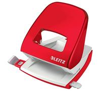 Leitz - Perforateur, 30 Feuilles, Réglette de Guidage avec Marquages des Formats, Métal, Emballage Boîte, pour Maison Bureau École, Rouge WOW, 50081026