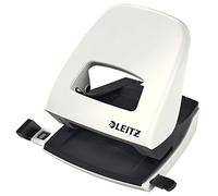 Leitz - Perforateur, 30 Feuilles, Réglette de Guidage avec Marquages des Formats, Métal, Emballage Boîte, pour Maison Bureau École, Blanc WOW, 50081001