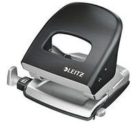 Leitz Perforatrice Sans Effort, Capacité 30 Feuilles, Noir satin, Métal, Réglette de Guidage avec Repères, Style, 50066094