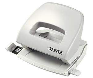 Leitz Perforatrice Petite Taille Sans Effort, Capacité 16 Feuilles, Gris clair, Métal, Réglette de Guidage avec Repères, NeXXt, 50380085