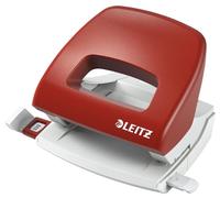 Leitz Perforatrice Petite Taille Sans Effort, Capacité 16 Feuilles, Rouge, Métal, Réglette de Guidage avec Repères, NeXXt, 50380025